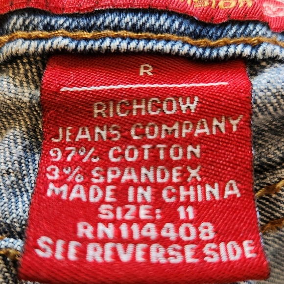 "RICH COW JEANS" Junior's Size 11 Faded Denim Boot Cut  Blue Jeans - Picture 12 of 13